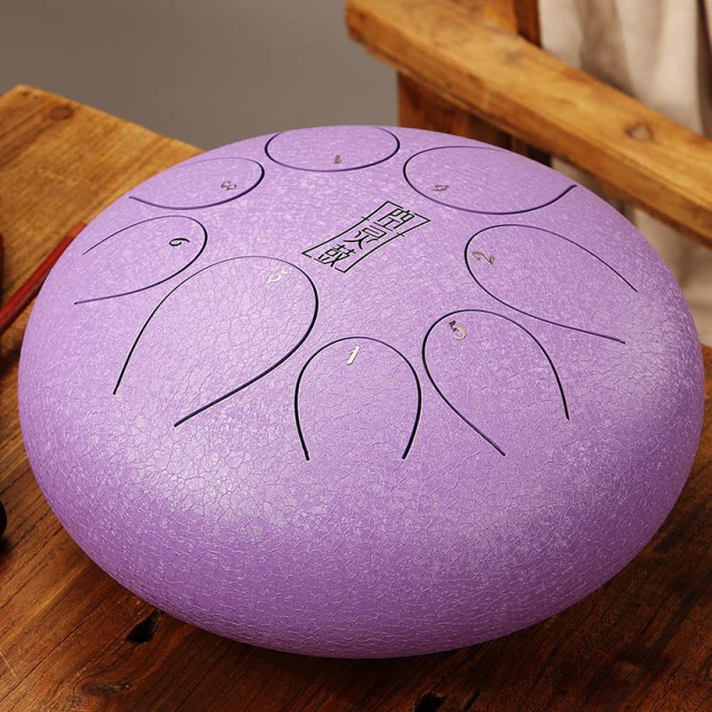 Purple Steel Tongue Drum with Etched Tone Markers for 8 Note F Key Children’s Music