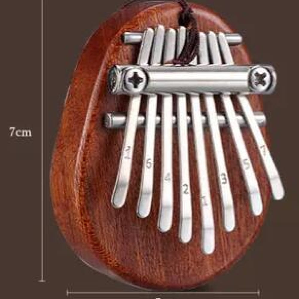 Wooden kalimba with metal tines on oval base for beginners and kids music enjoyment