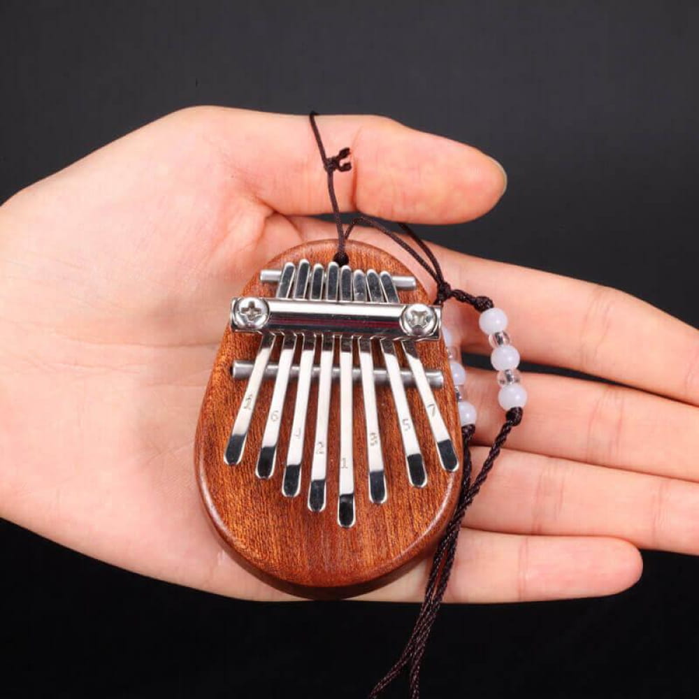 Mini Kalimba thumb piano with beaded cord necklace for kids and adult beginners