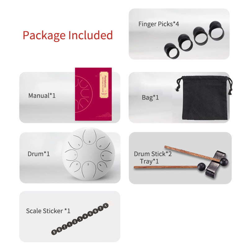 8 Note Steel Tongue Drum Kit for Meditation & Sound Healing