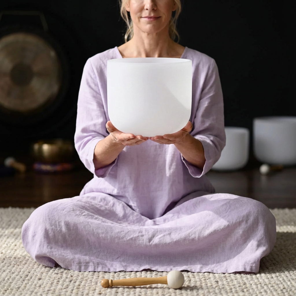 8" White Quartz Crystal Singing Bowl