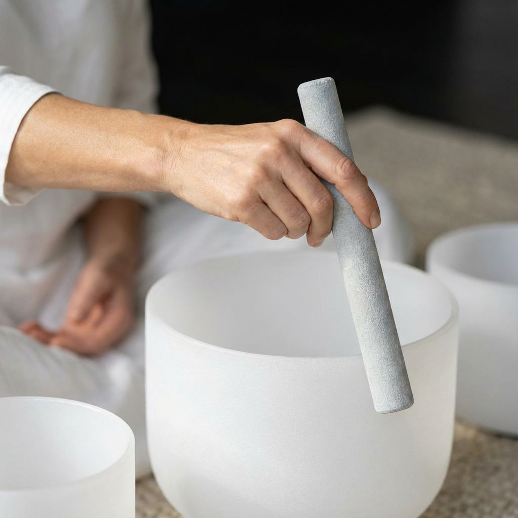 8"A 10"E 12"C Frosted Quartz Crystal Singing Bowl Set