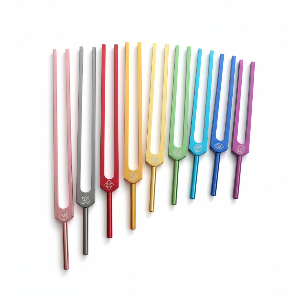 9pc Solfeggio Tuning Fork Set - Deep Resonance, Unweighted