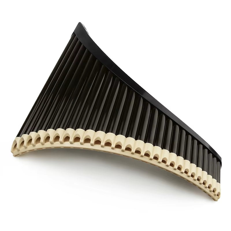 ABS Pan Flute for Beginners with black pipes on curved white base in C Key
