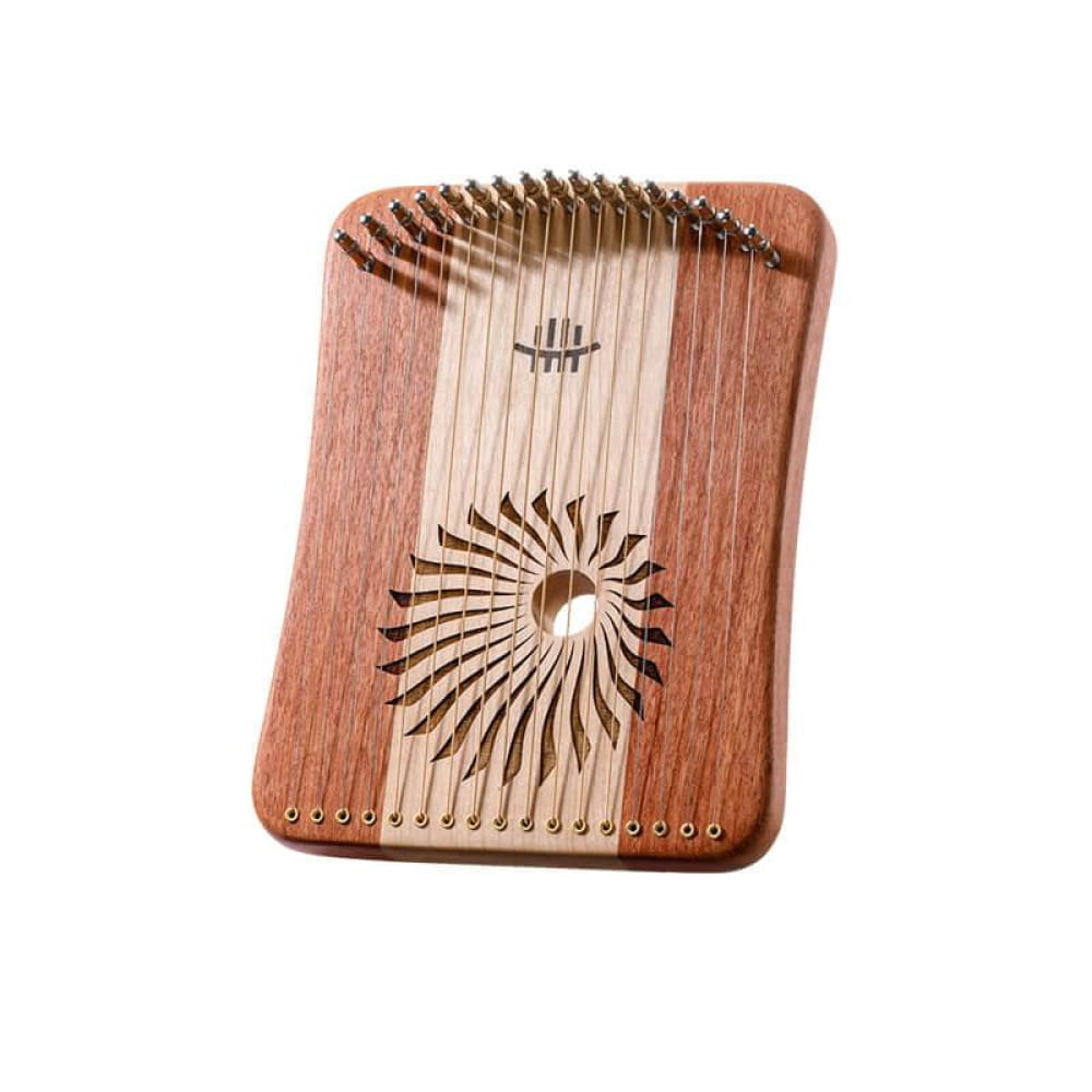 Wooden Kalimba thumb piano with sunburst design for 17/31-String Lyre Harp in C Tone