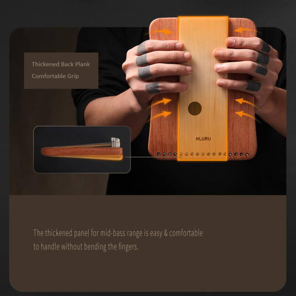 Wooden kalimba with star designs, featured in Adjustable 17/31-String Lyre Harp