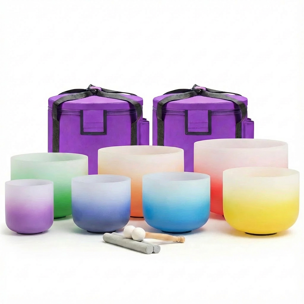 Aria Gradient Chakra Crystal Singing Bowl Set for Meditation