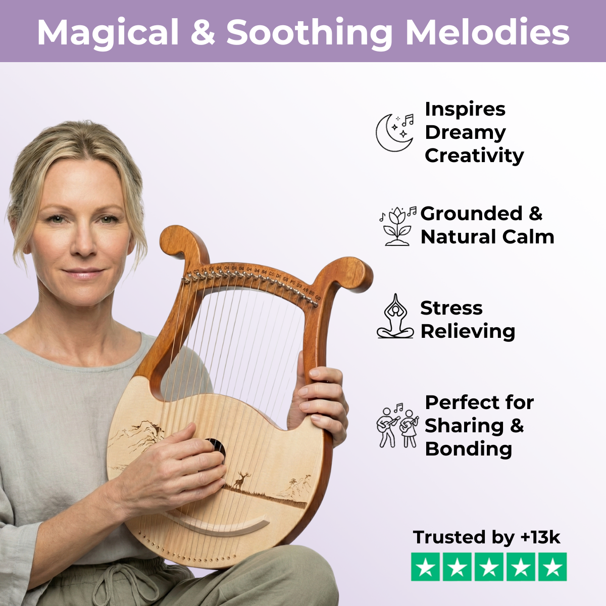 Beginner Lyre Harp Kit - DIY Instrument Craft