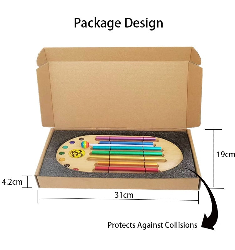 Wooden artist’s palette with colorful pencils for Chakra Energy Chimes Set
