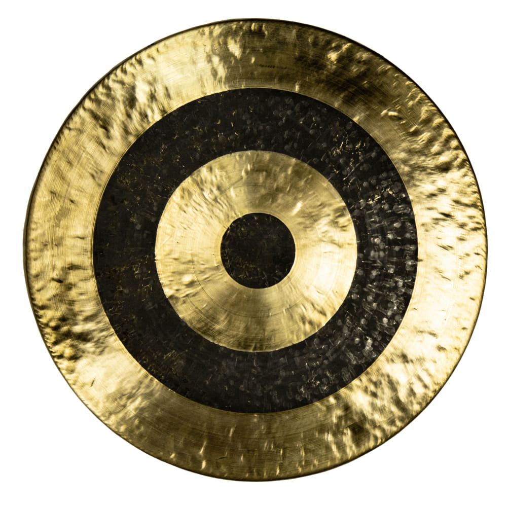 Traditional Chinese gong with black and gold circles in 60cm Chau Gong instrument