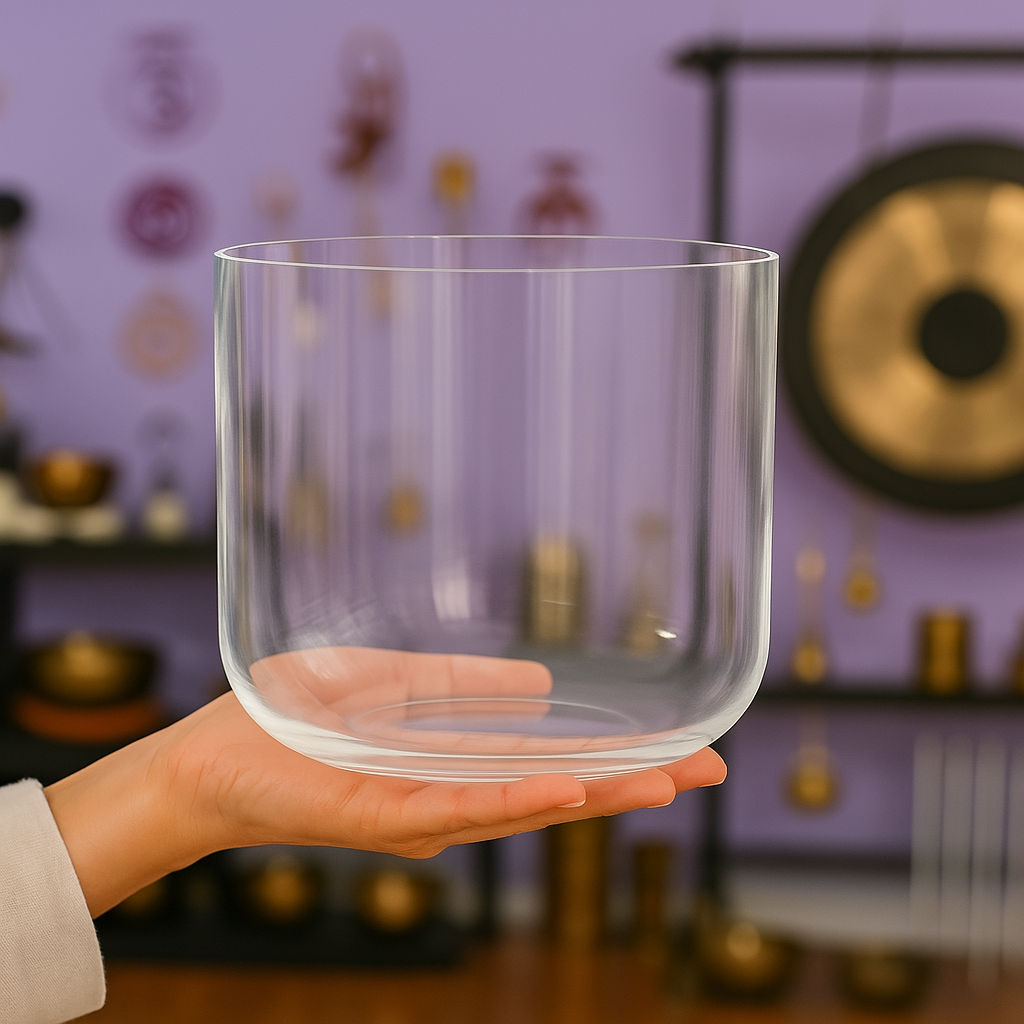Clear Quartz Crystal Singing Bowl for Chakra Meditation