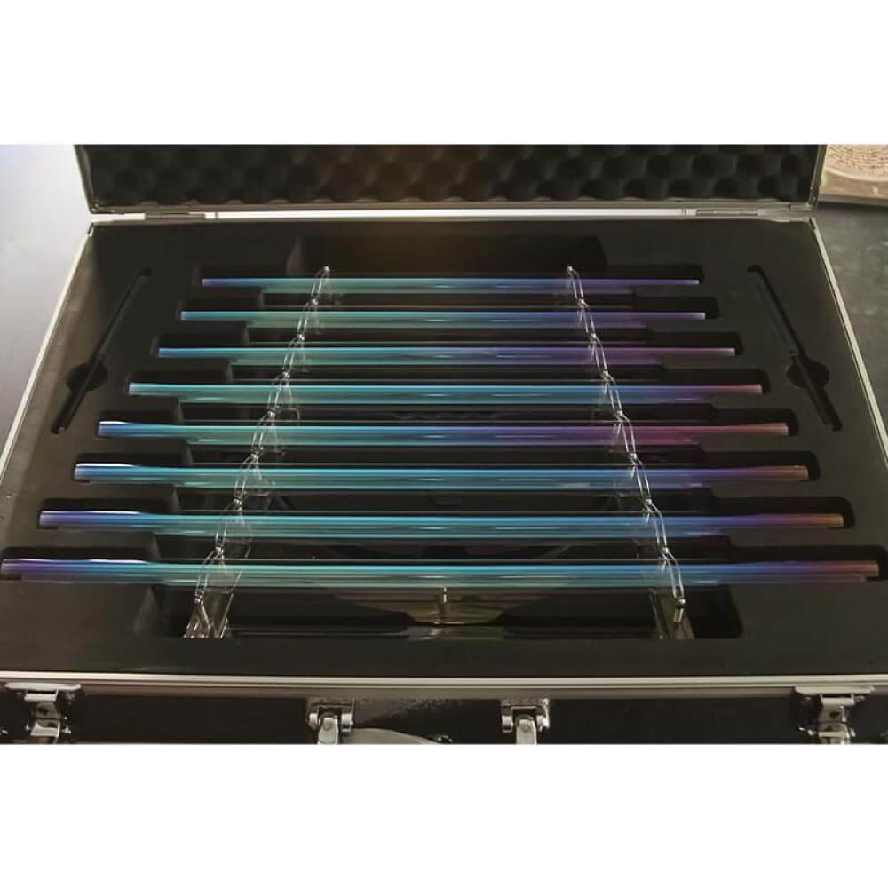 Set of metallic rods with blue-to-purple gradient for Colorful Quartz Crystal Harp