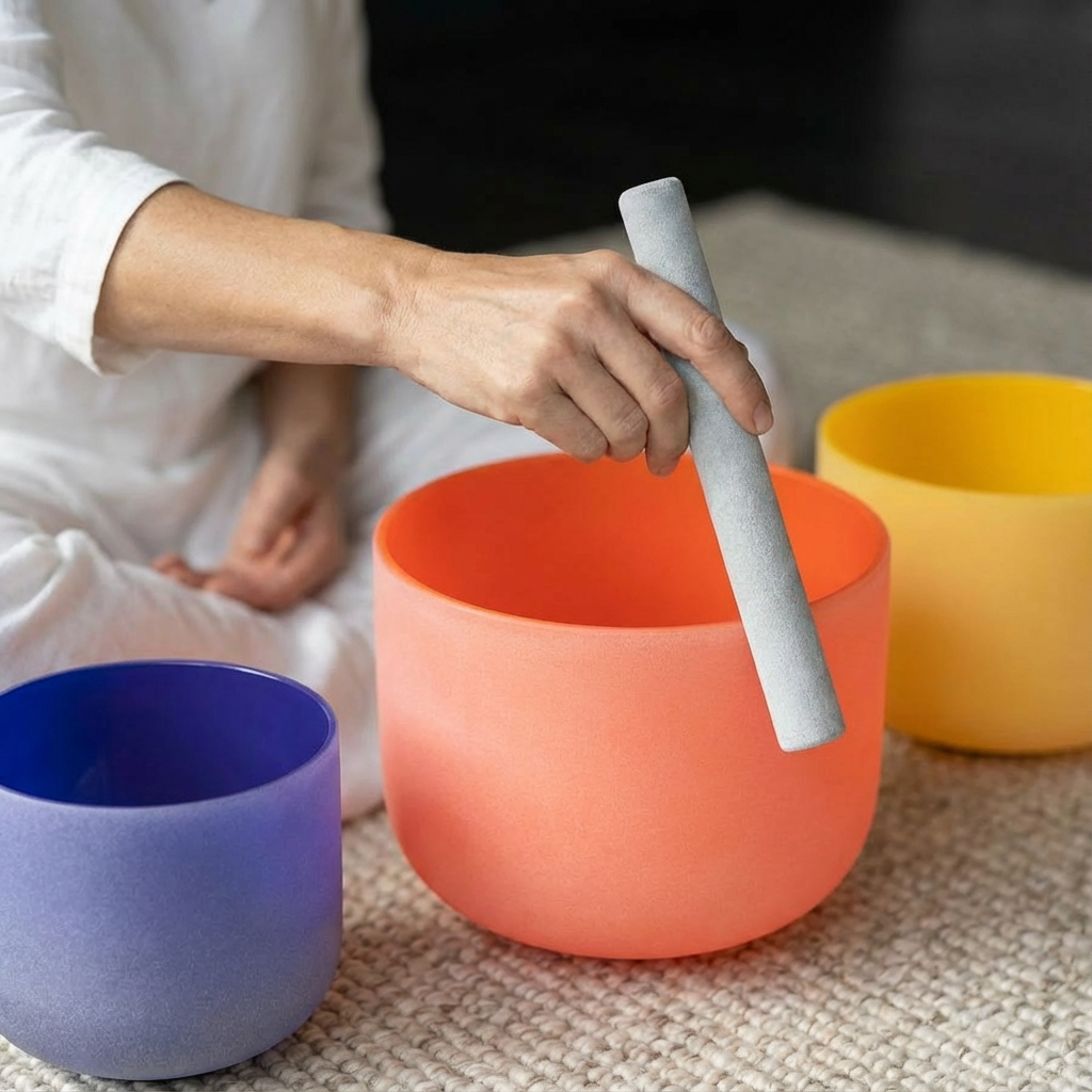 Colorful Quartz Crystal Singing Bowl Set 8", 10", 12"