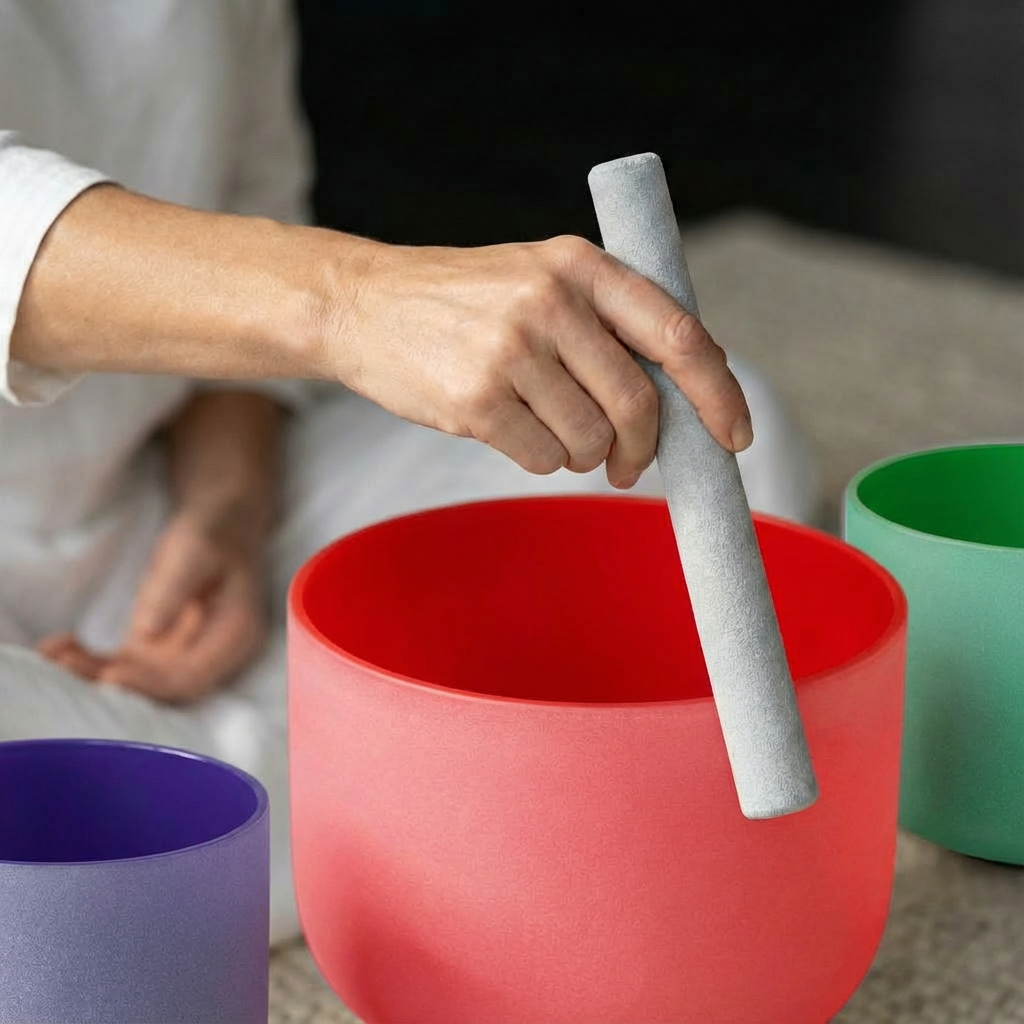 Colorful Quartz Crystal Singing Bowl Set, 8", 10", 12"