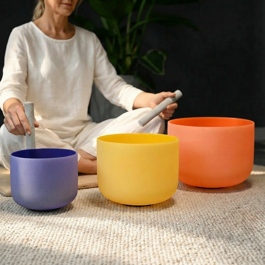 Colorful Quartz Crystal Singing Bowl Set 8", 10", 12"