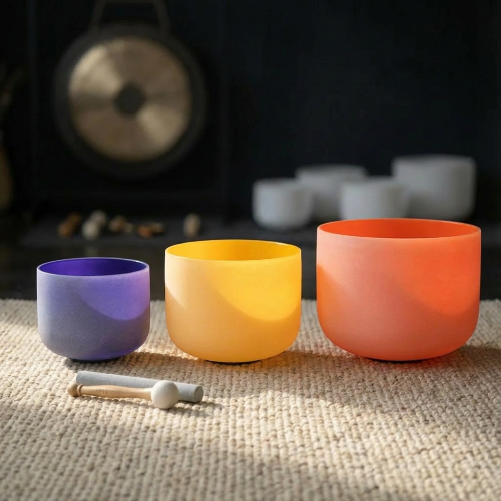 Colorful Quartz Crystal Singing Bowl Set 8", 10", 12"