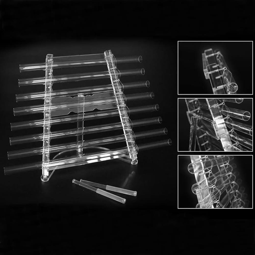 Clear acrylic test tube rack for Crystal Quartz Singing Harp sound therapy tools