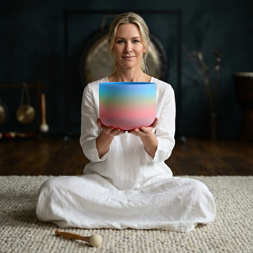 Crystal Singing Bowl G Note Rainbow - Throat Chakra