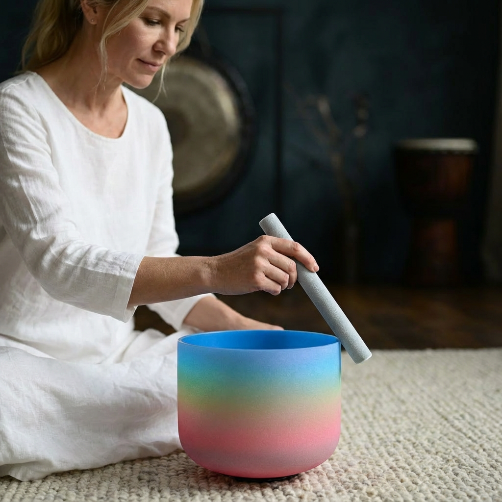 Crystal Singing Bowl G Note Rainbow - Throat Chakra