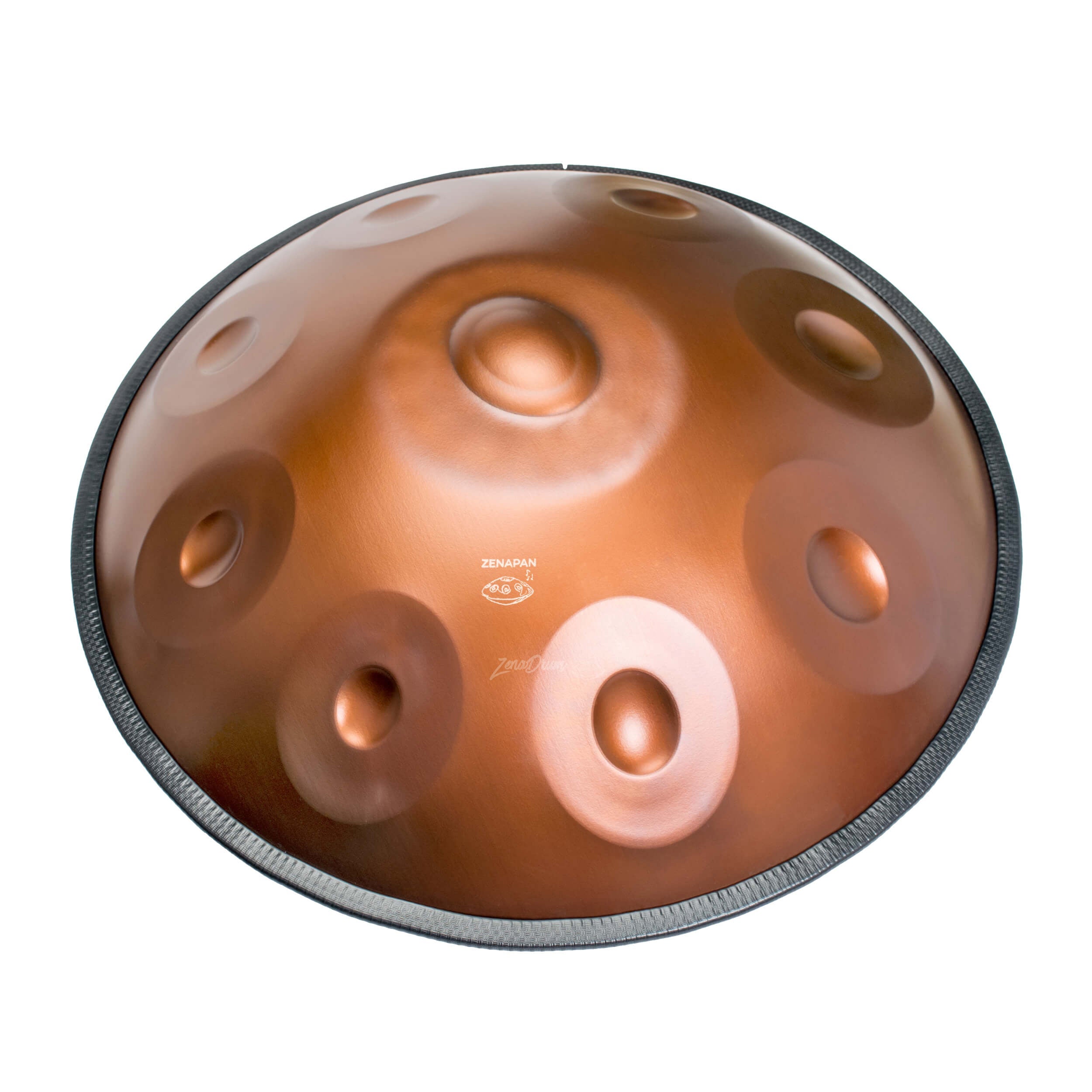 Copper D Minor Handpan Drum with circular tone fields in stainless steel design