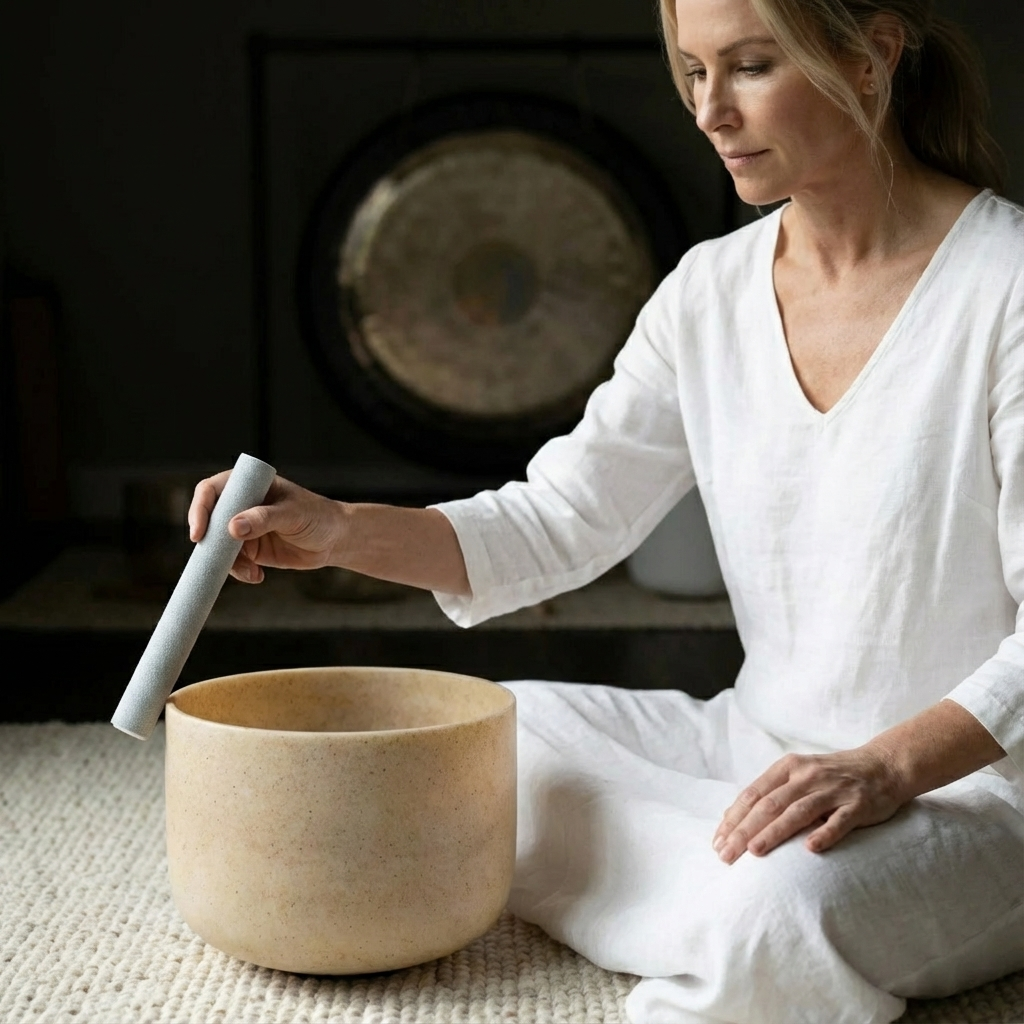 E Note Tea Topaz Gemstone Fusion Crystal Singing Bowl