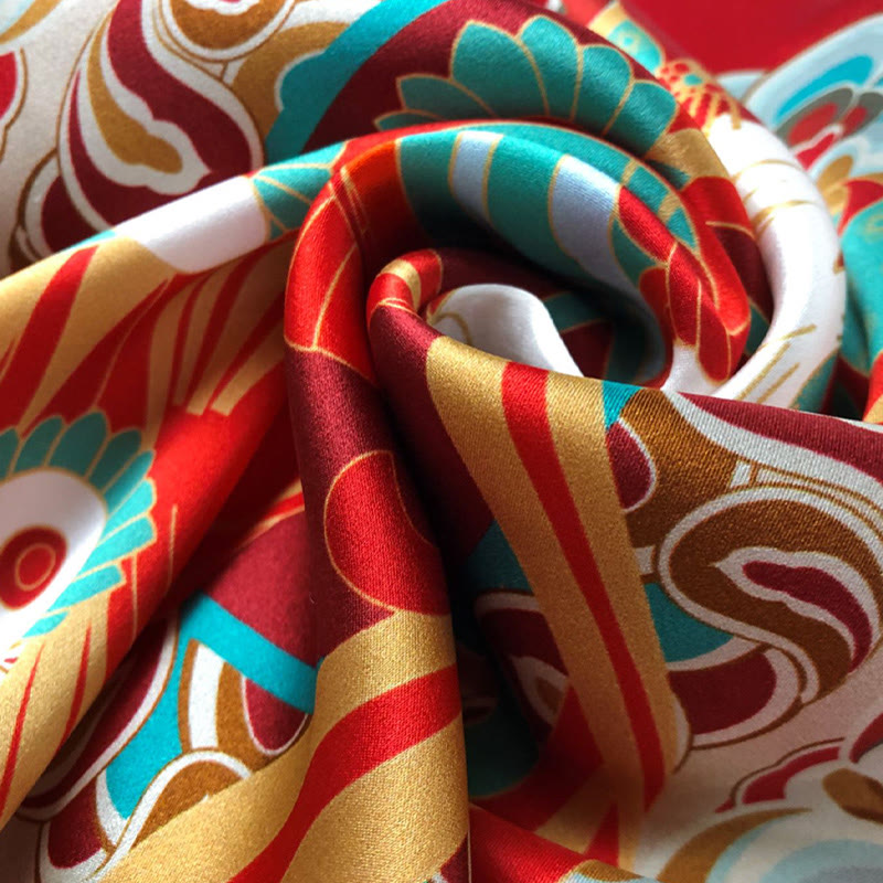 100% Mulberry Silk Dunhuang Scarf | Spiritual Shawl 90x90cm