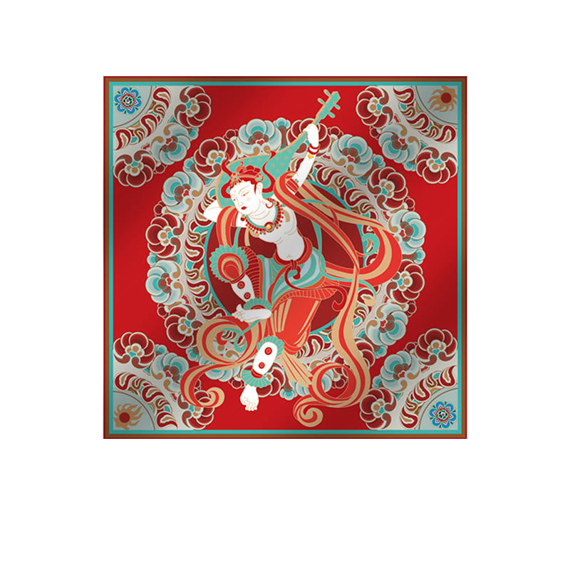 100% Mulberry Silk Dunhuang Scarf | Spiritual Shawl 90x90cm