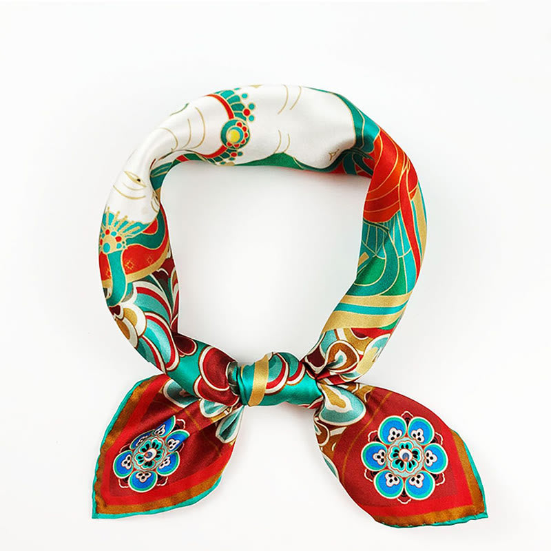 100% Mulberry Silk Dunhuang Scarf | Spiritual Shawl 90x90cm