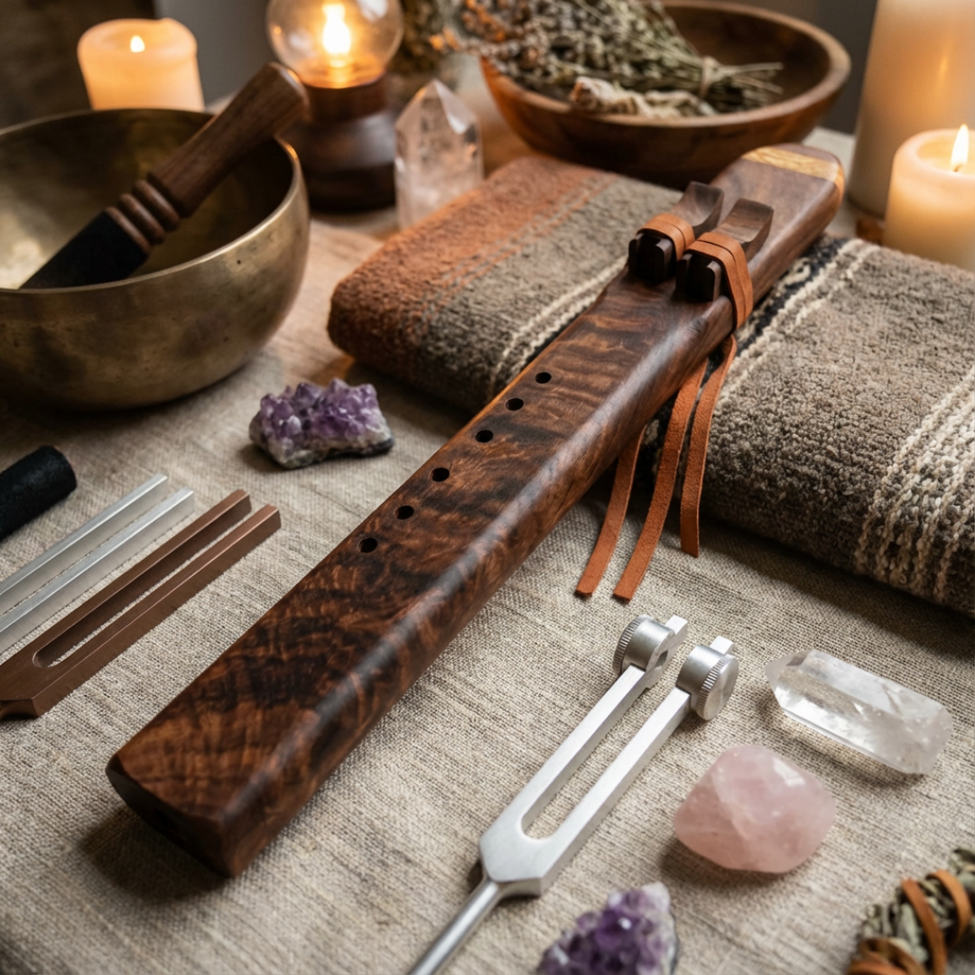 F# Triple Drone Flute Walnut Handcrafted 432Hz 440Hz