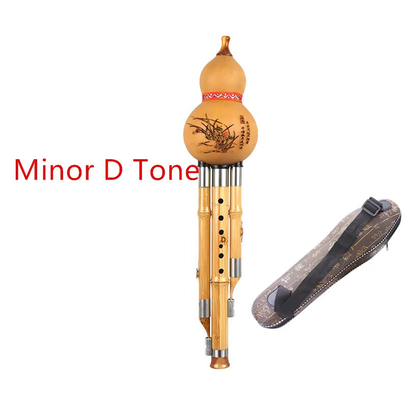 Golden Bamboo Hulusi C / Bb/D/F/G Key Optional Three-Tone Hulusi Flute Professional Performance Supply School Instrument