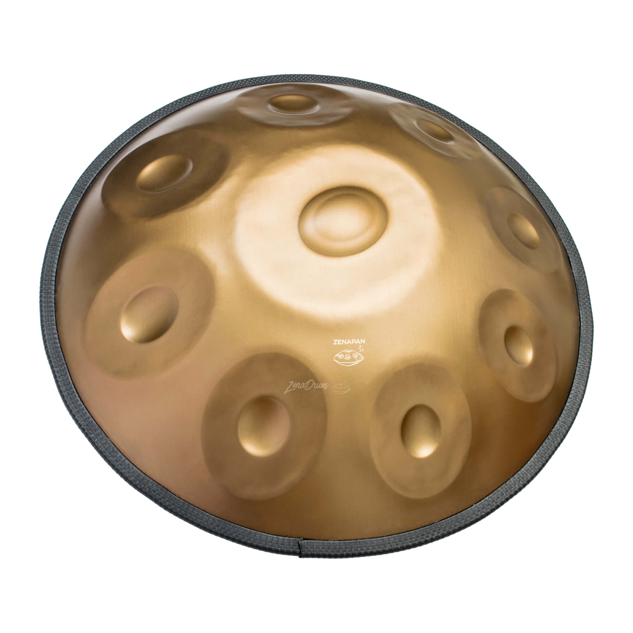 Golden D Minor Handpan Drum with dimpled tone fields available for sale