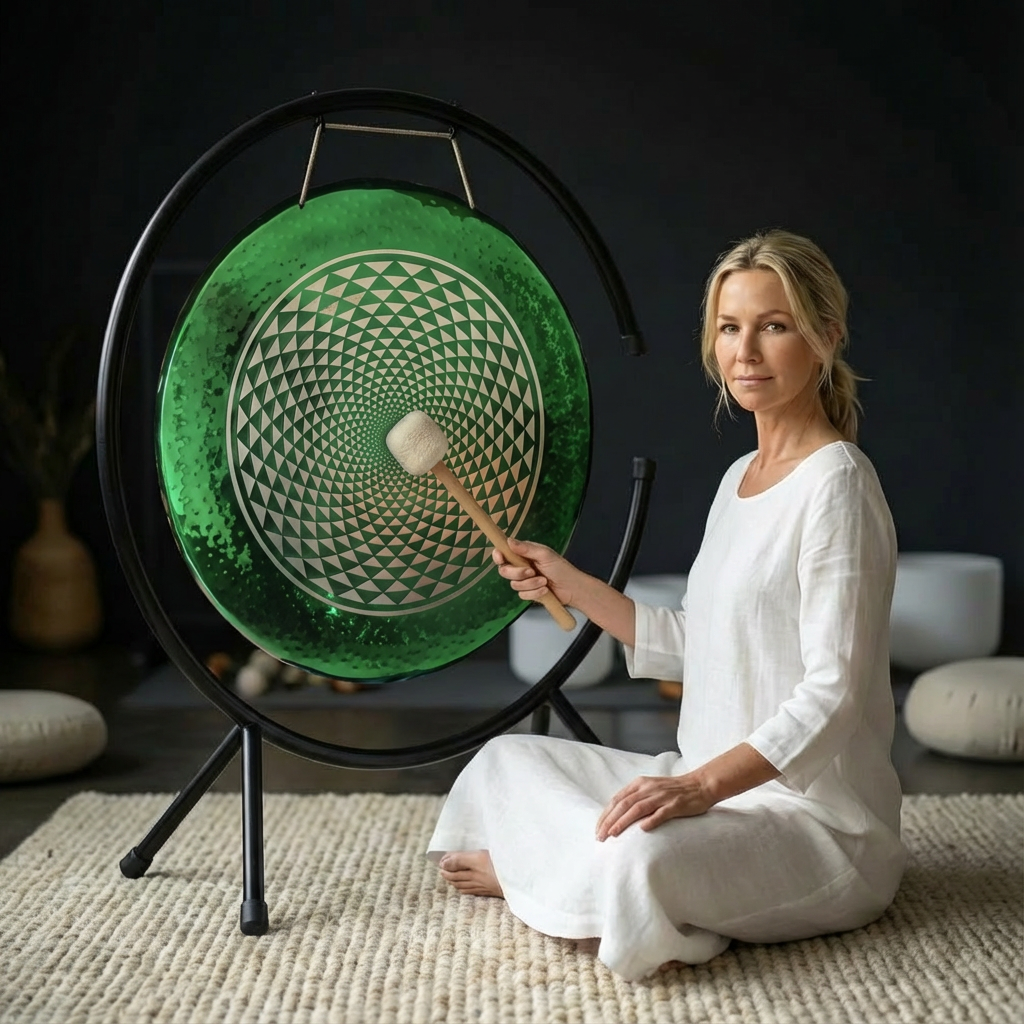 Green Geometry Gong Instrument for Sound Relaxation