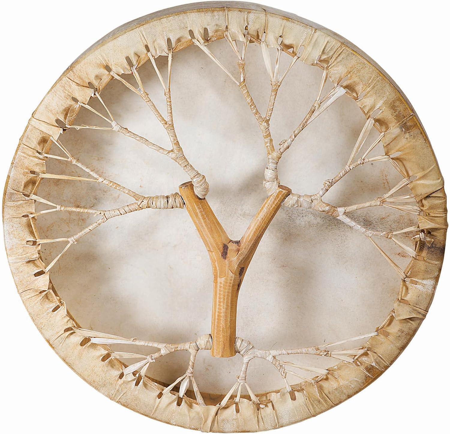 Handmade Shamanic Frame Drum with Goat Skin featuring a tree-like pattern