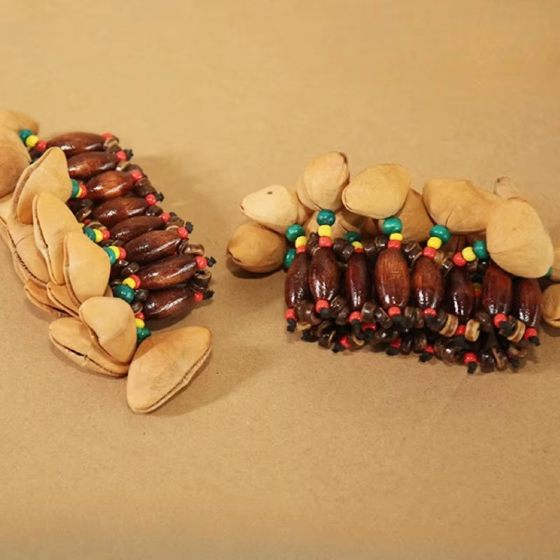 Shell Hand Bell Natural Plant Shell Bells Bracelet African Drum Wrist Rattle Accompaniment Musical Percussion Instruments