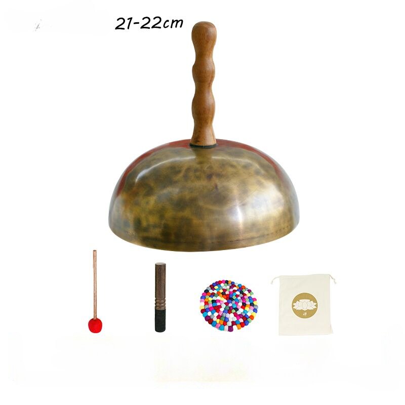 Brass meditation bell with wooden handle from Nepal Handmade Tibetan Meditation Bell Instrument