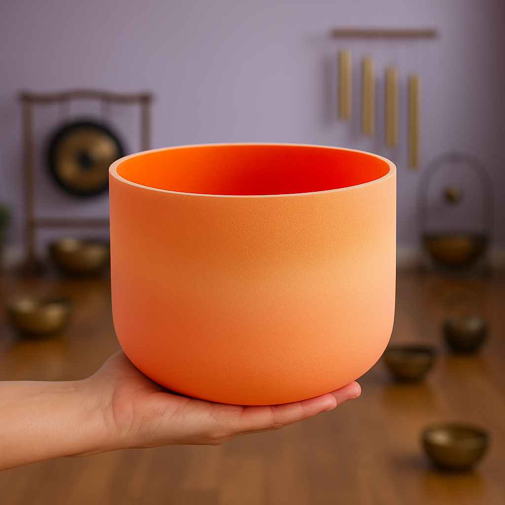 Orange D Note Navel Chakra Crystal Singing Bowl