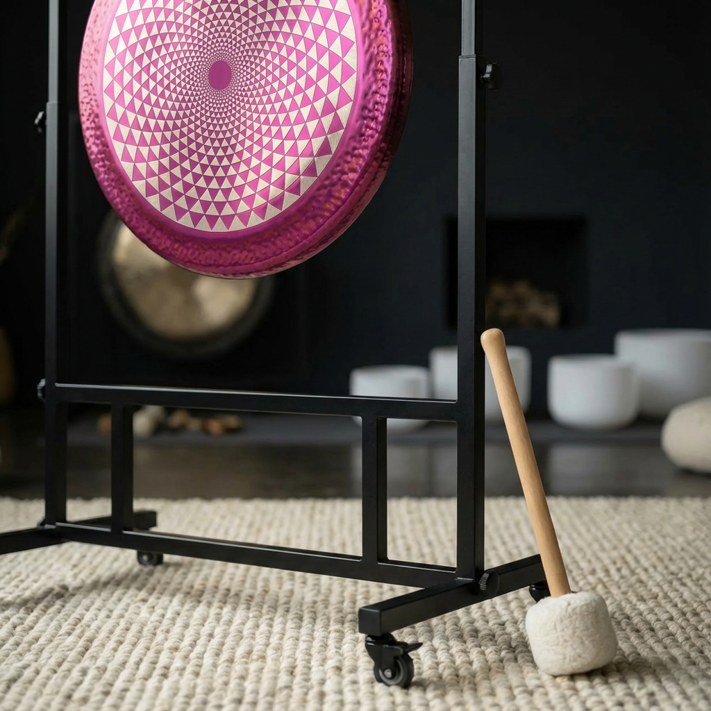 Pink Sacred Geometry Lotus Gong Instrument