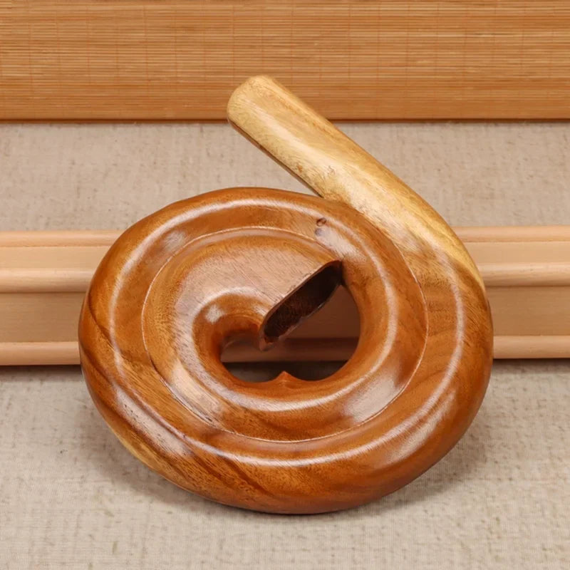 Wooden gavel-shaped percussion instrument with spiral design for Portable Spiral Didgeridoo