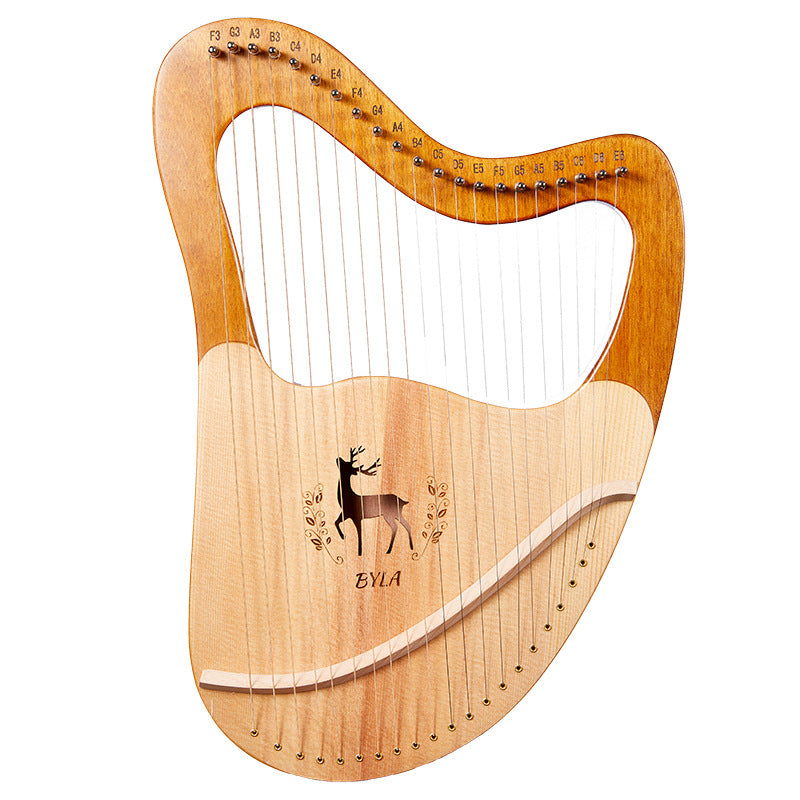Wooden Celtic harp with deer engraving on soundboard, Professional Reindeer Lyre Harp