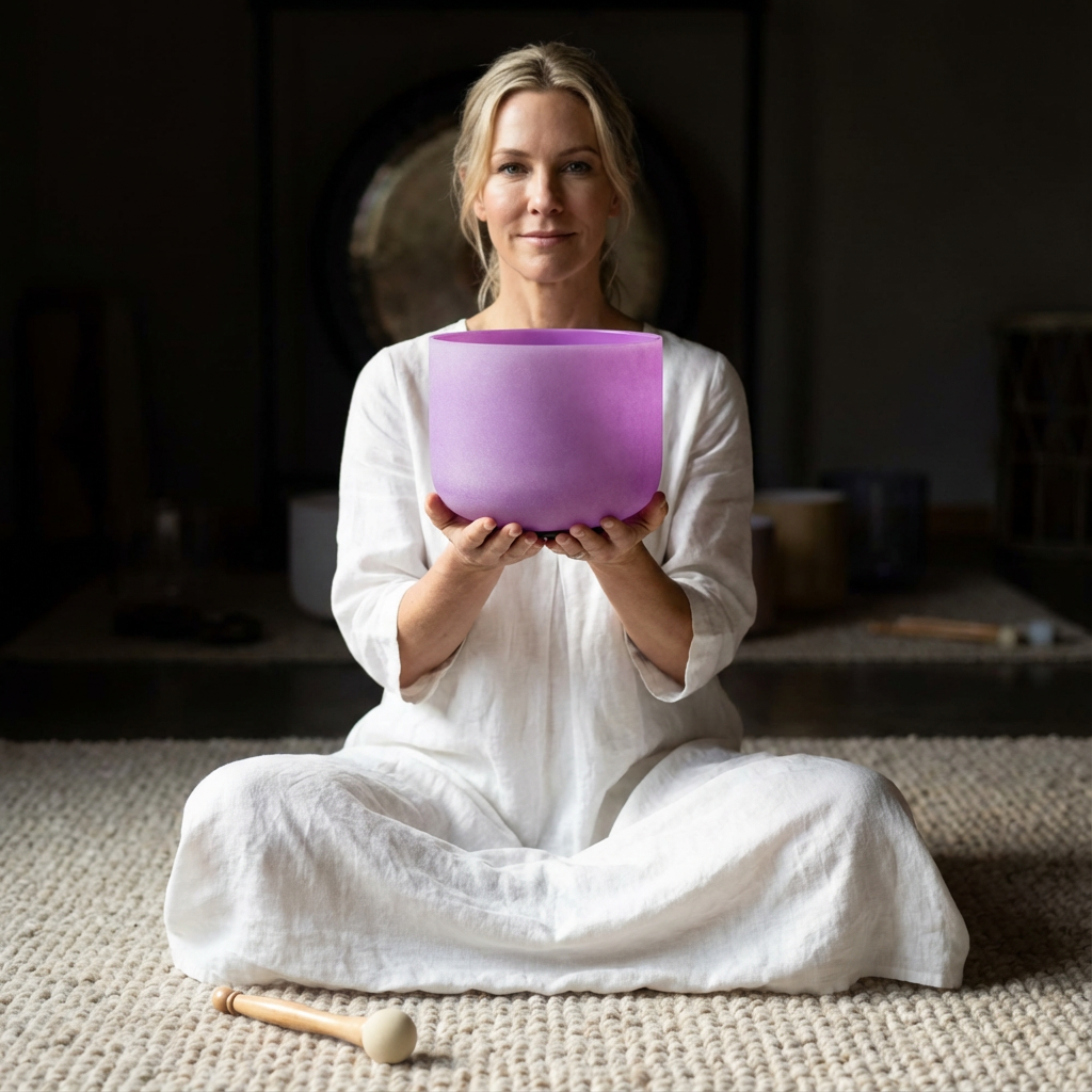 Purple B Note Crown Chakra Crystal Singing Bowl