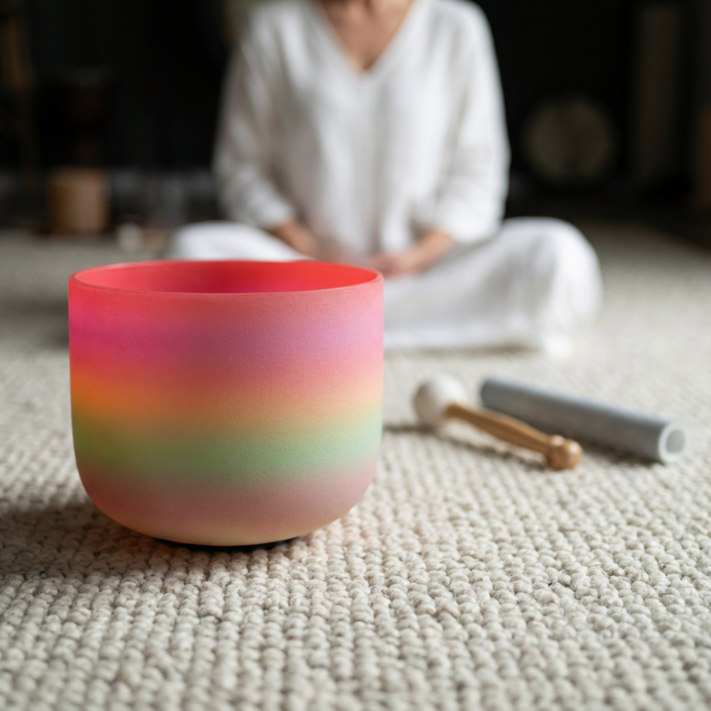 Rainbow Crystal Singing Bowl for Chakra Meditation