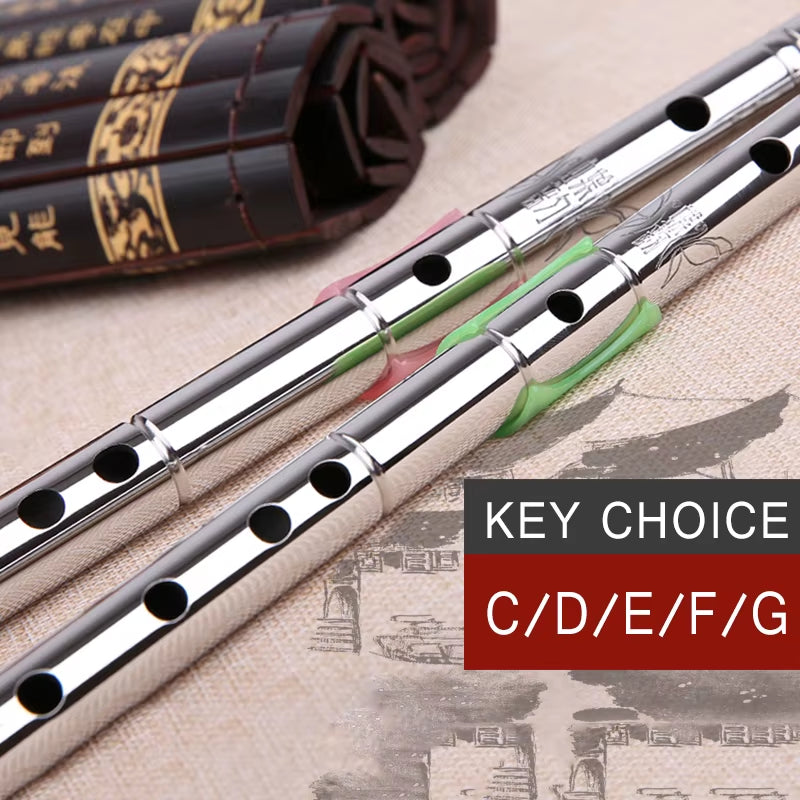 Professional Stainless Stee DEFG Key 8 Holes Flute Instrument Chinese Metal China Classic Stainless Steel Musical Instrument