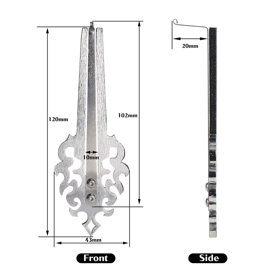 Ornate stainless steel Jews Harp featuring decorative scrollwork and flourishes key design