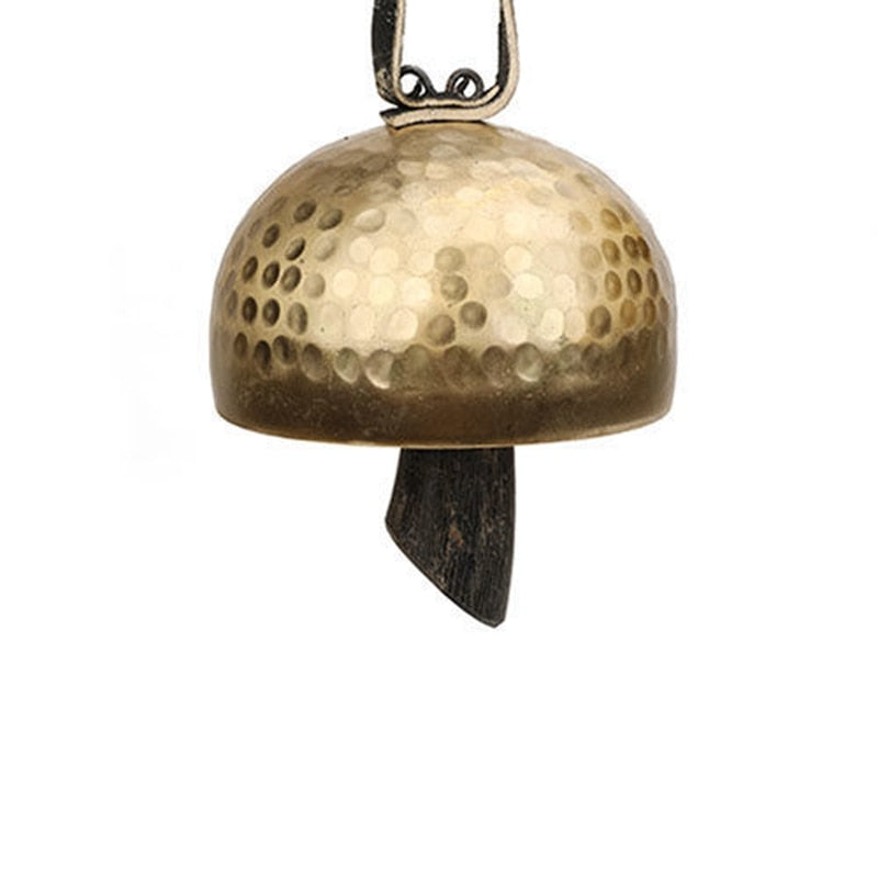 Hammered brass Tibetan Meditation Bell with dark wooden clapper, handmade copper design