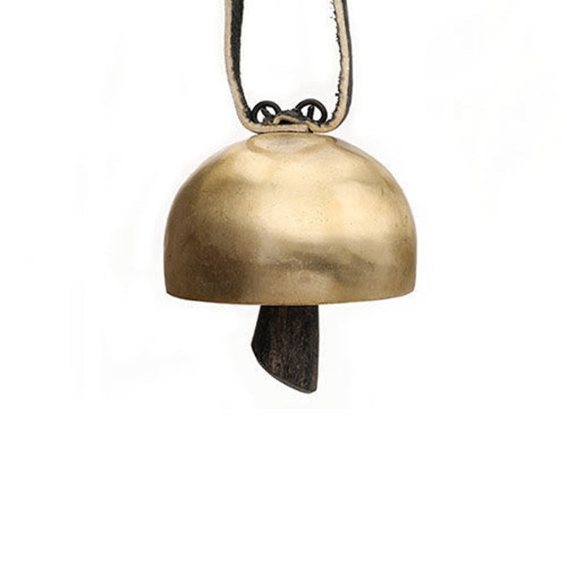 Brass Tibetan Meditation Bell Instrument with dark wooden clapper, handmade copper design