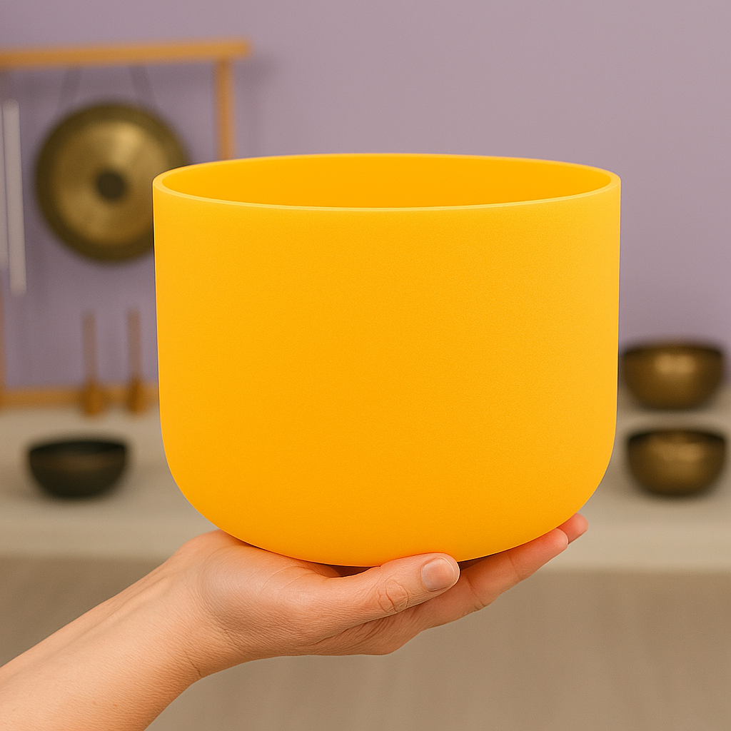 Yellow E Note Solar Plexus Chakra Crystal Singing Bowl